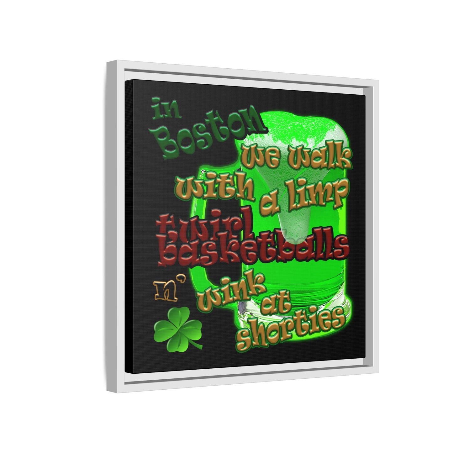 celtics logo - framed canvas art (black)