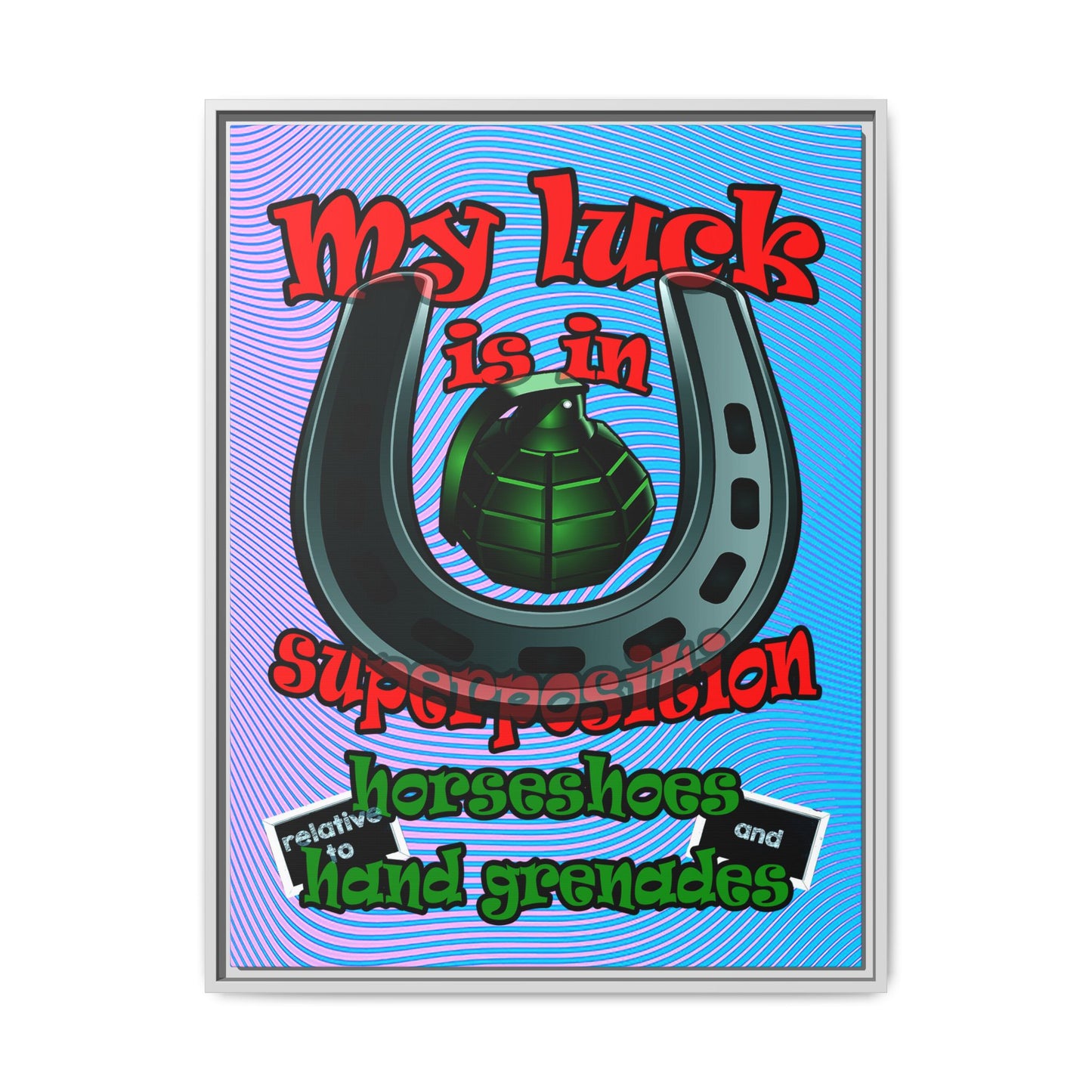 my luck - framed canvas art (light blue-purple wave)