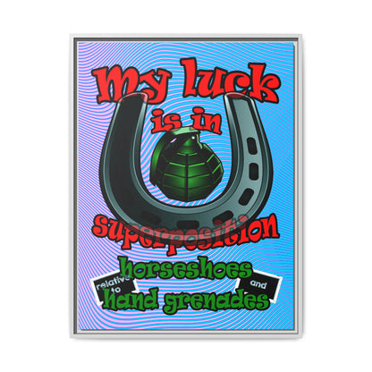 my luck - framed canvas art (light blue-purple wave)