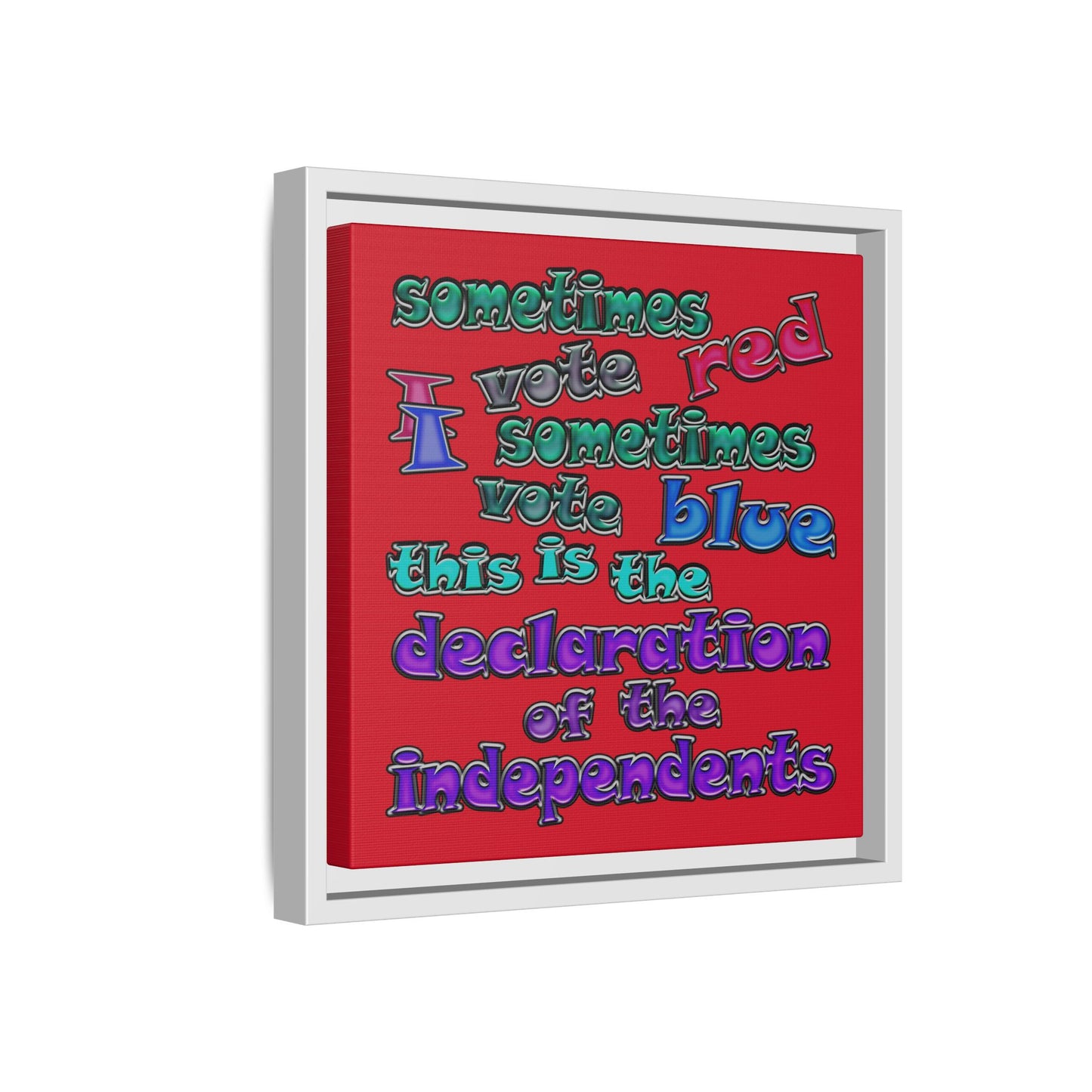 declaration of the independents - framed canvas art (dark red)