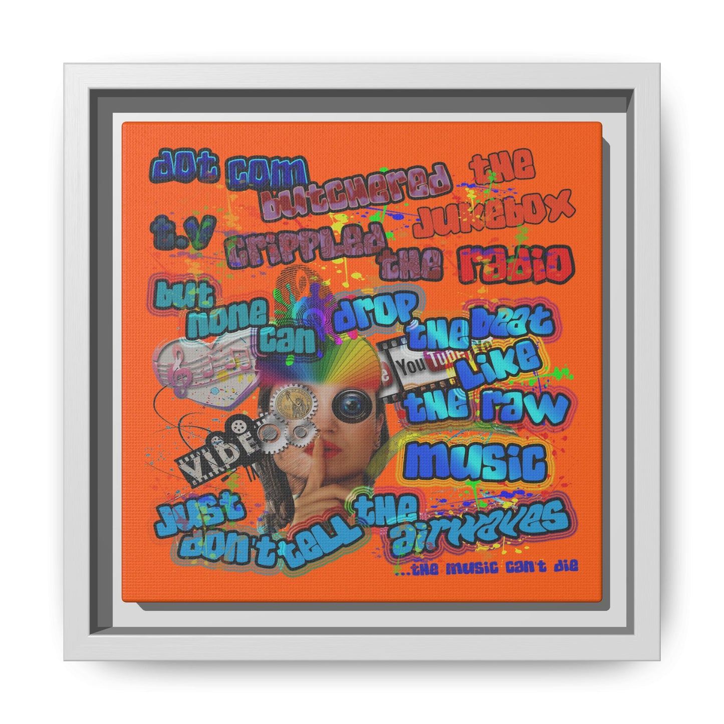 drop the beat - framed canvas art (orange)