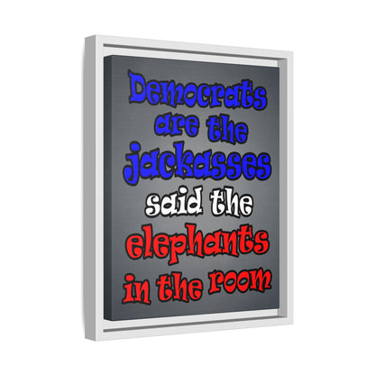 donkeys and elephants - framed canvas art (grey-light grey)