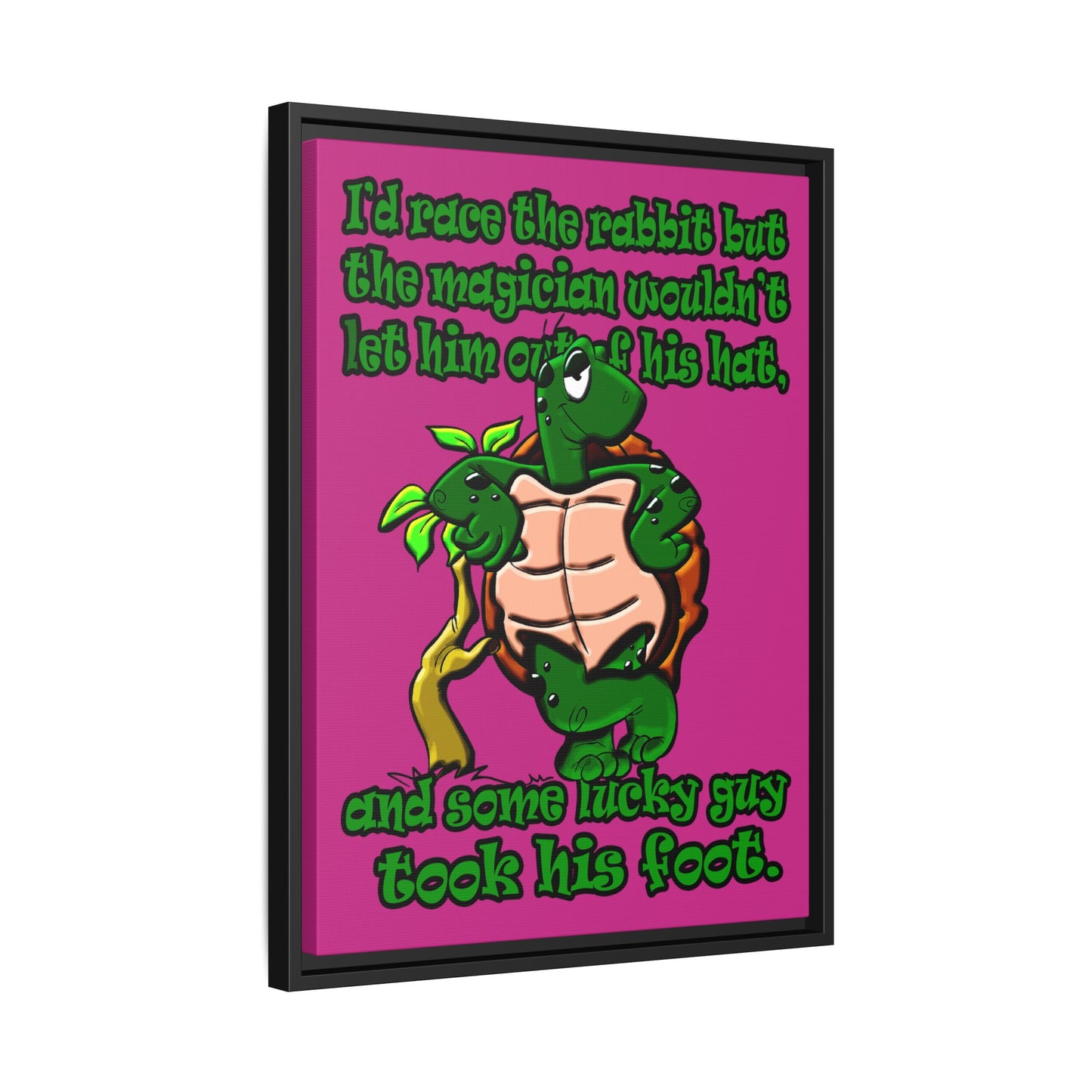 turtle race - framed canvas art (pink)