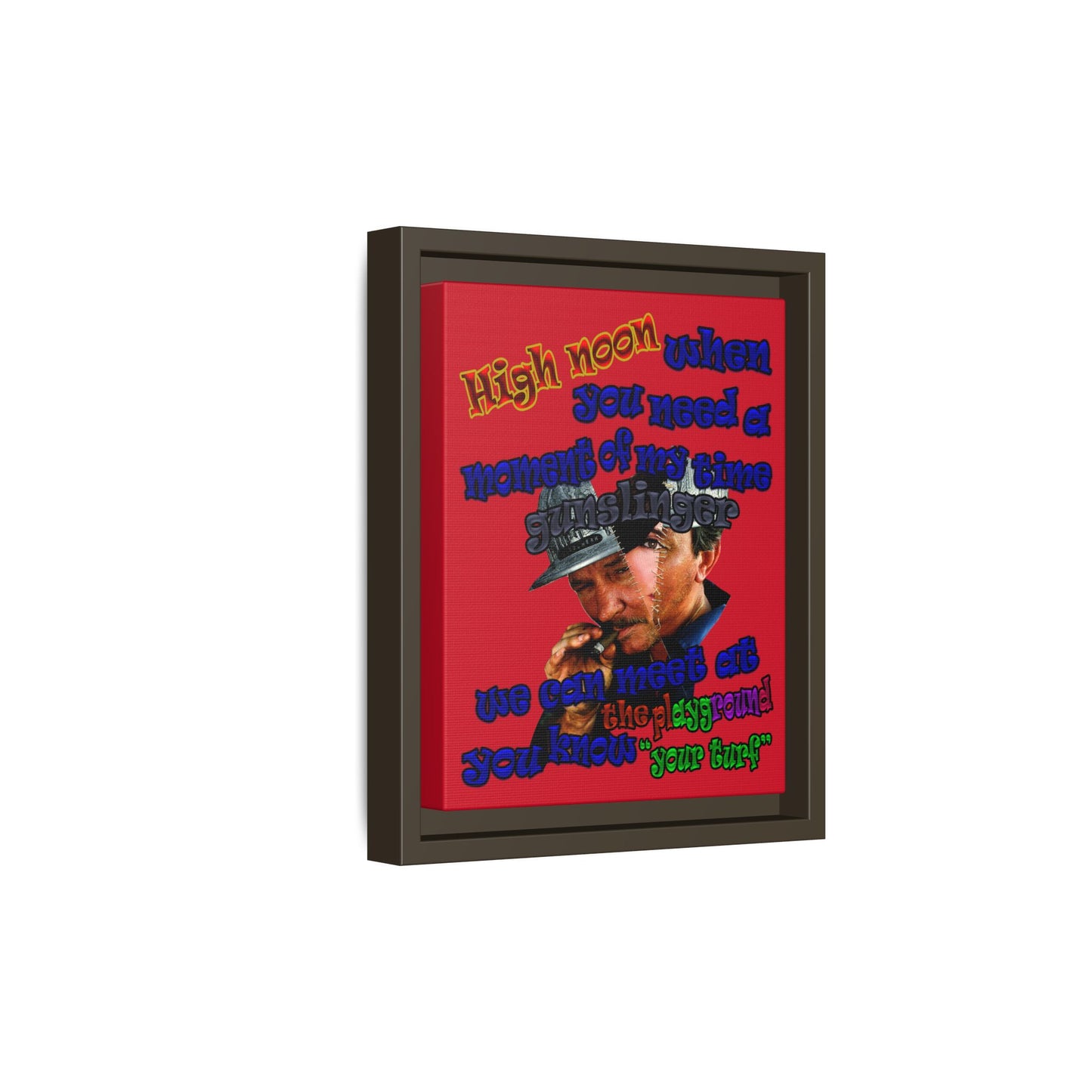 high noon - framed canvas art (dark red)