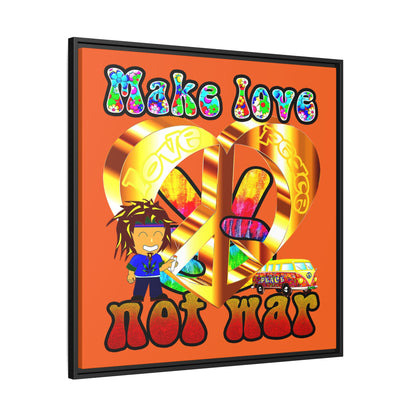 love peace - framed canvas art (orange)