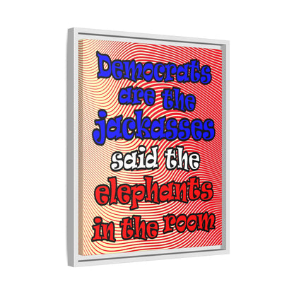 donkeys and elephants - framed canvas art (yellow-orange wave)