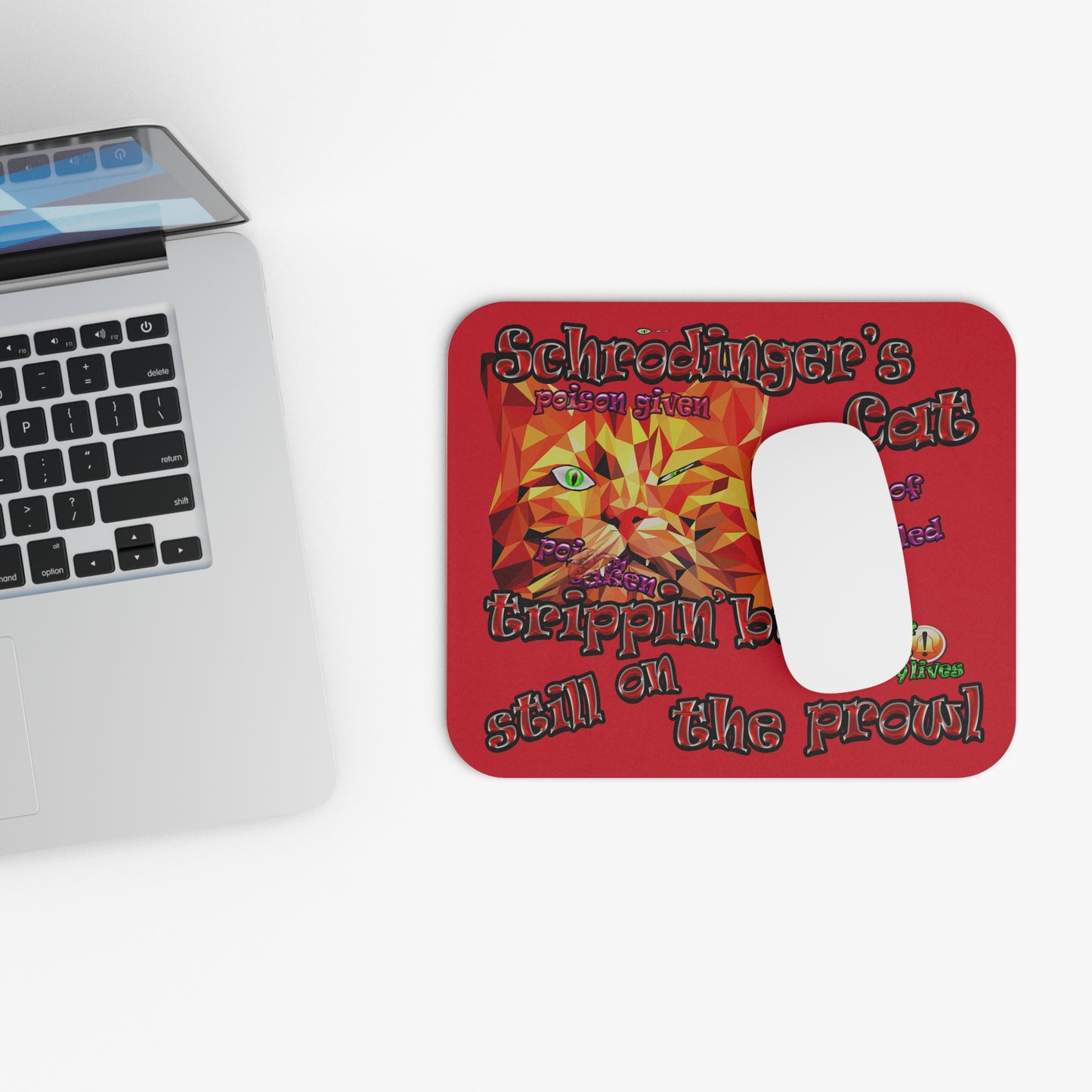 schrodinger's cat - Mouse Pad (Rectangle) (dark red)