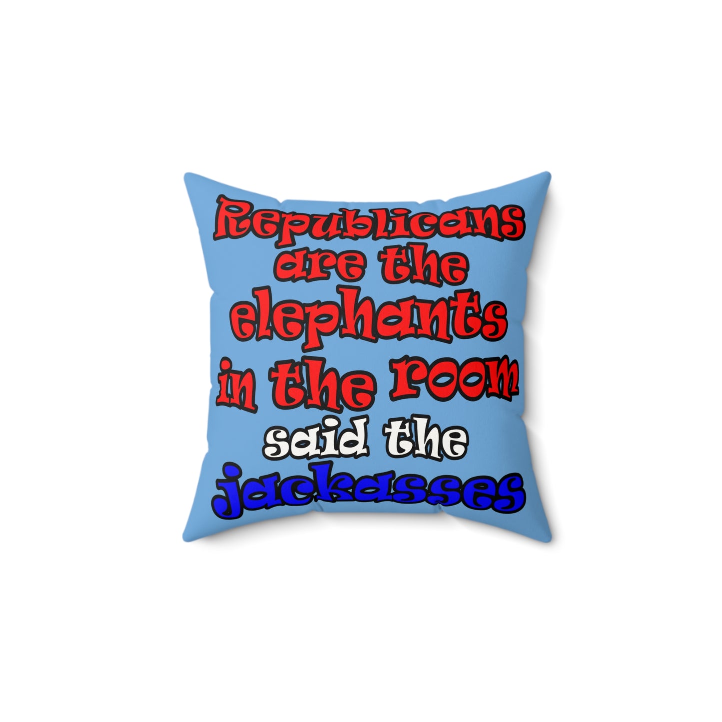 donkeys and elephants - Faux Suede Square Pillow - (light blue)