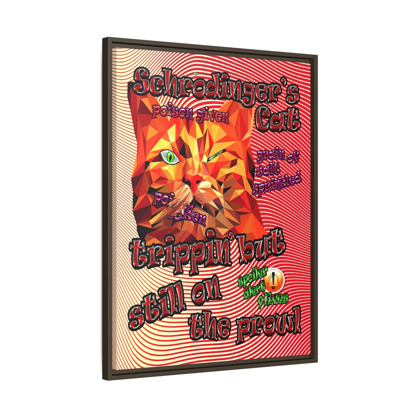 schrodinger's cat - framed canvas art (yellow-orange wave)