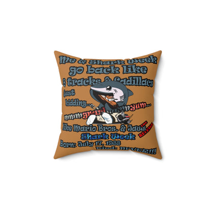 shark week - Spun Polyester Square Pillow - (light brown)
