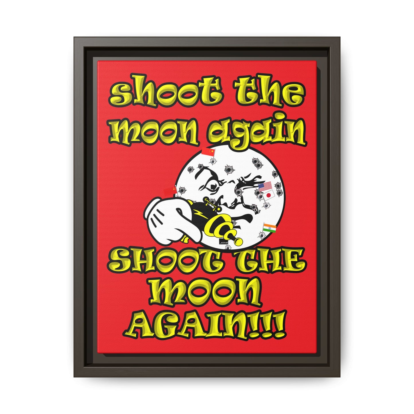 shoot the moon again - framed canvas art (red)