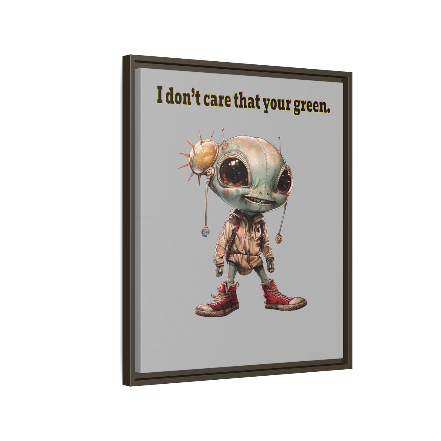I don't care that your green - framed canvas art (light grey)