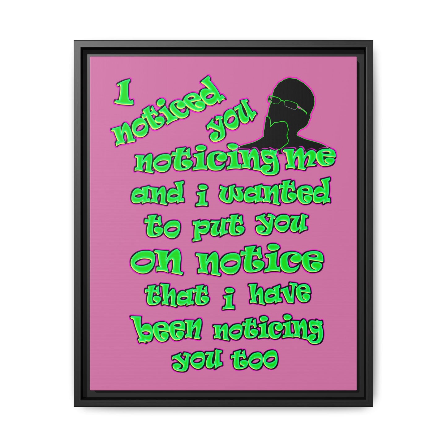 noticed you noticing - framed canvas art (light pink)
