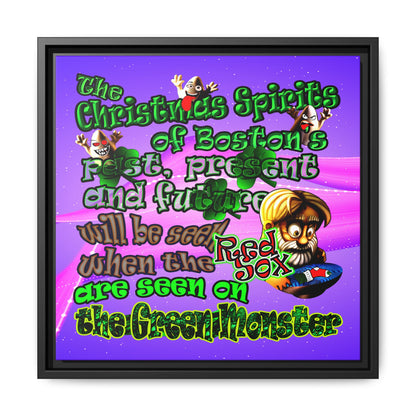 christmas spirits of boston - framed canvas art (purple-pink wave)