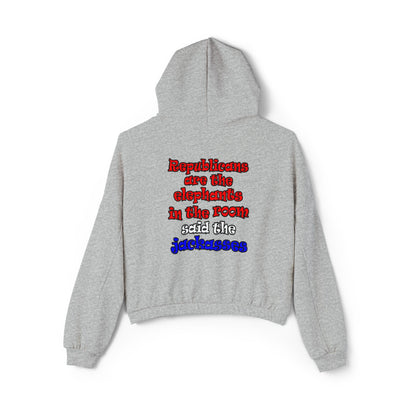 donkeys and elephants - Women's Cinched Bottom Hoodie