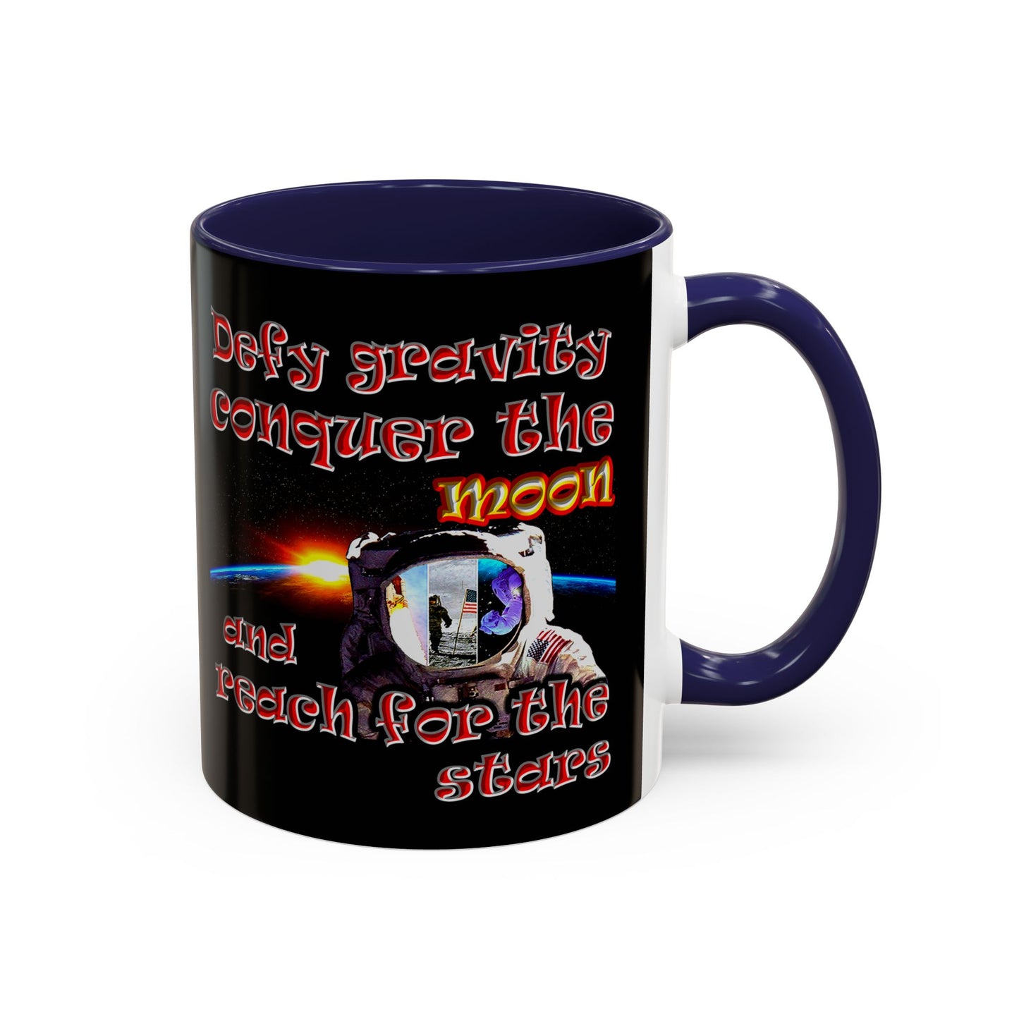 defy conquer reach - Accent Mug (black)