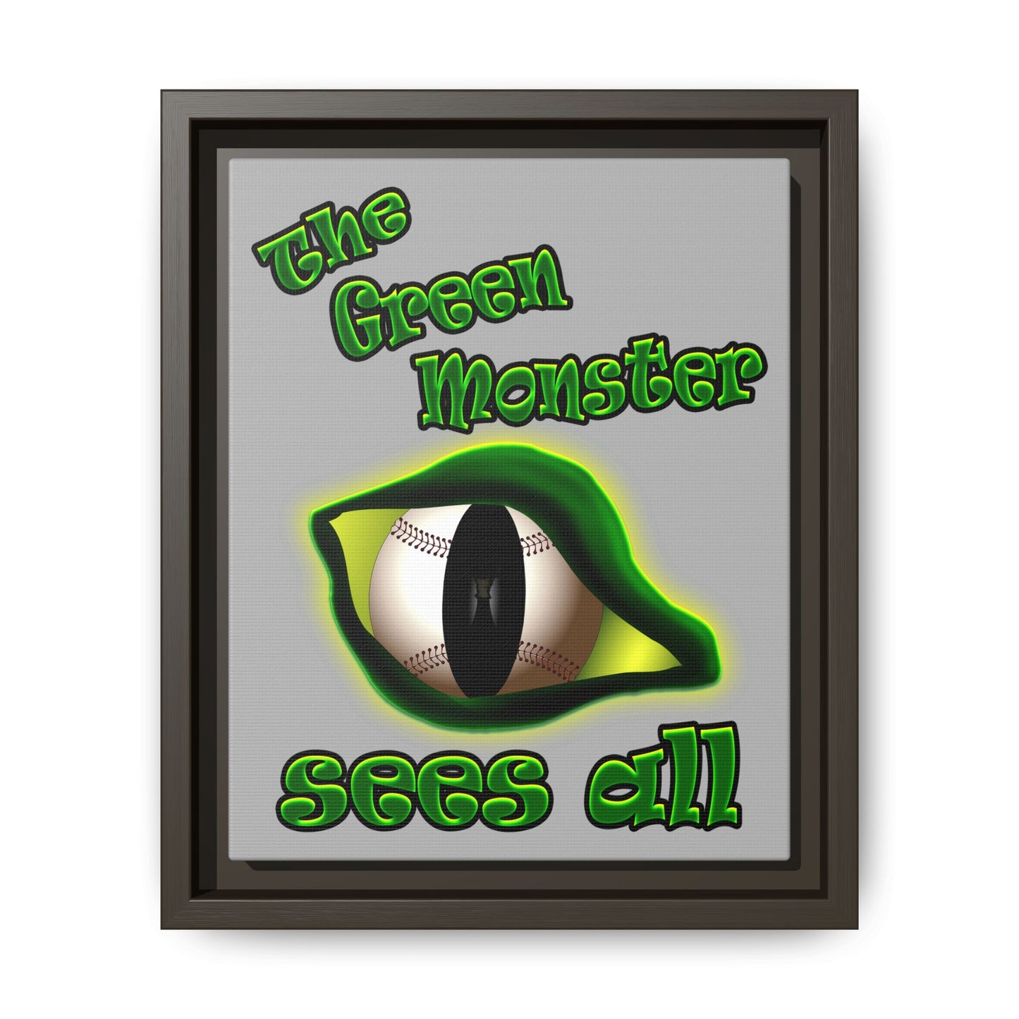 green monster - framed canvas art (light grey)