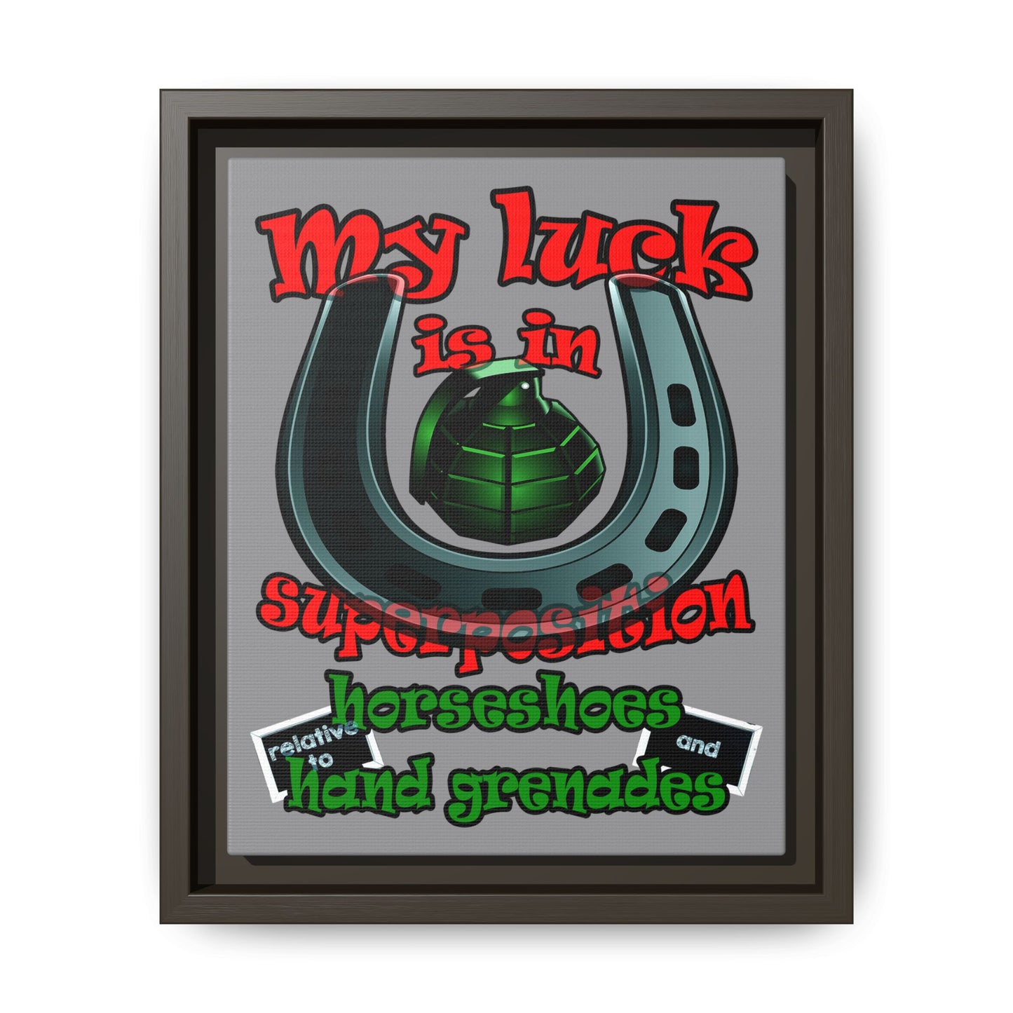 my luck - framed canvas art (grey)