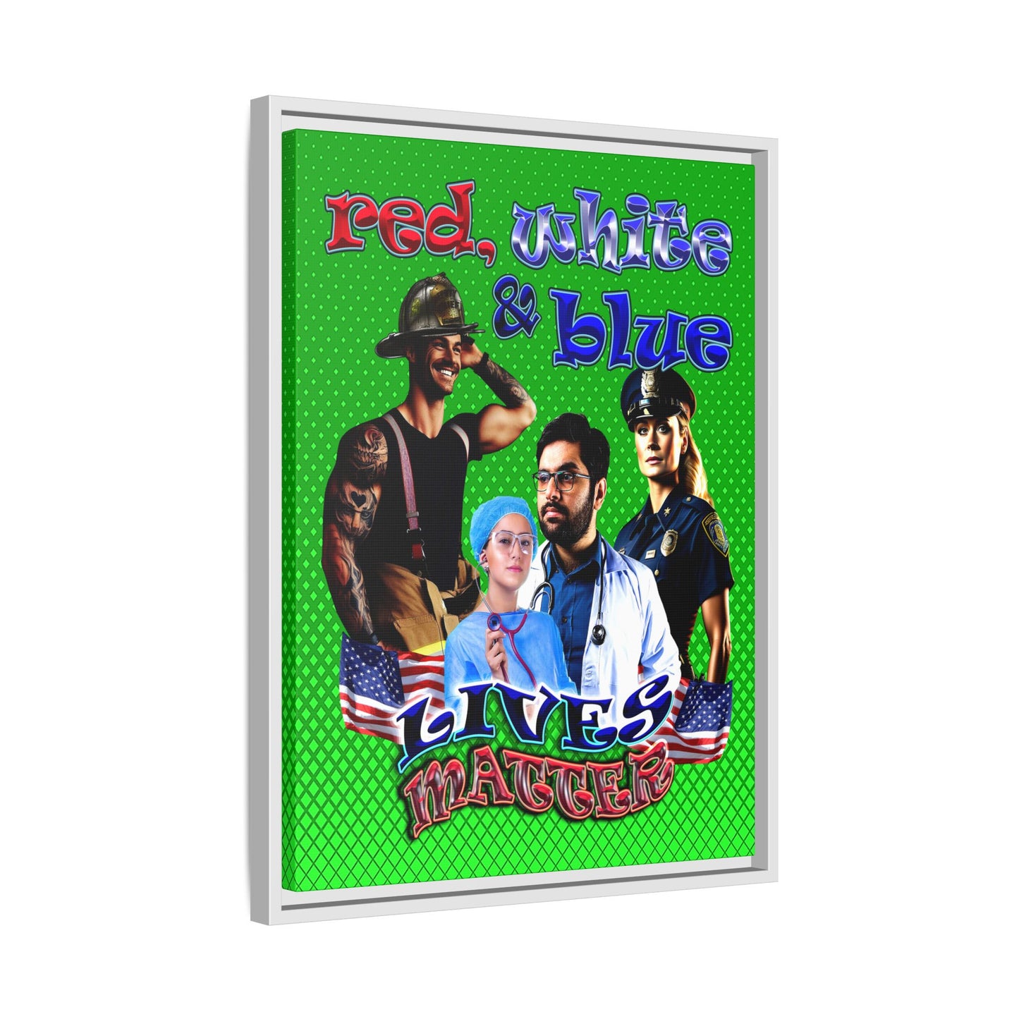 rw&b lives matter - framed canvas art (logo green)
