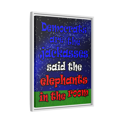 donkeys and elephants - framed canvas art ('snoops' background)