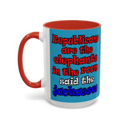 donkeys and elephants - Accent Mug (turquoise)