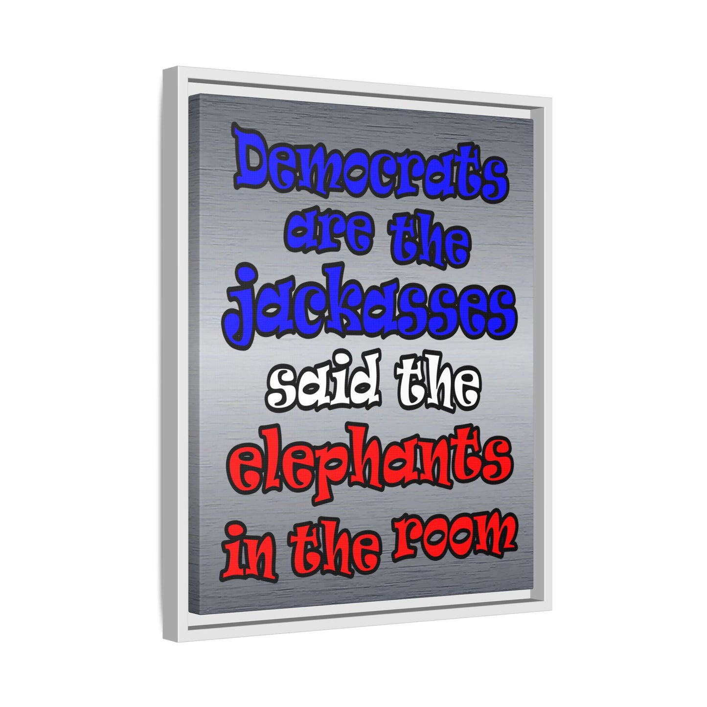 donkeys and elephants - framed canvas art (brushed nickel)