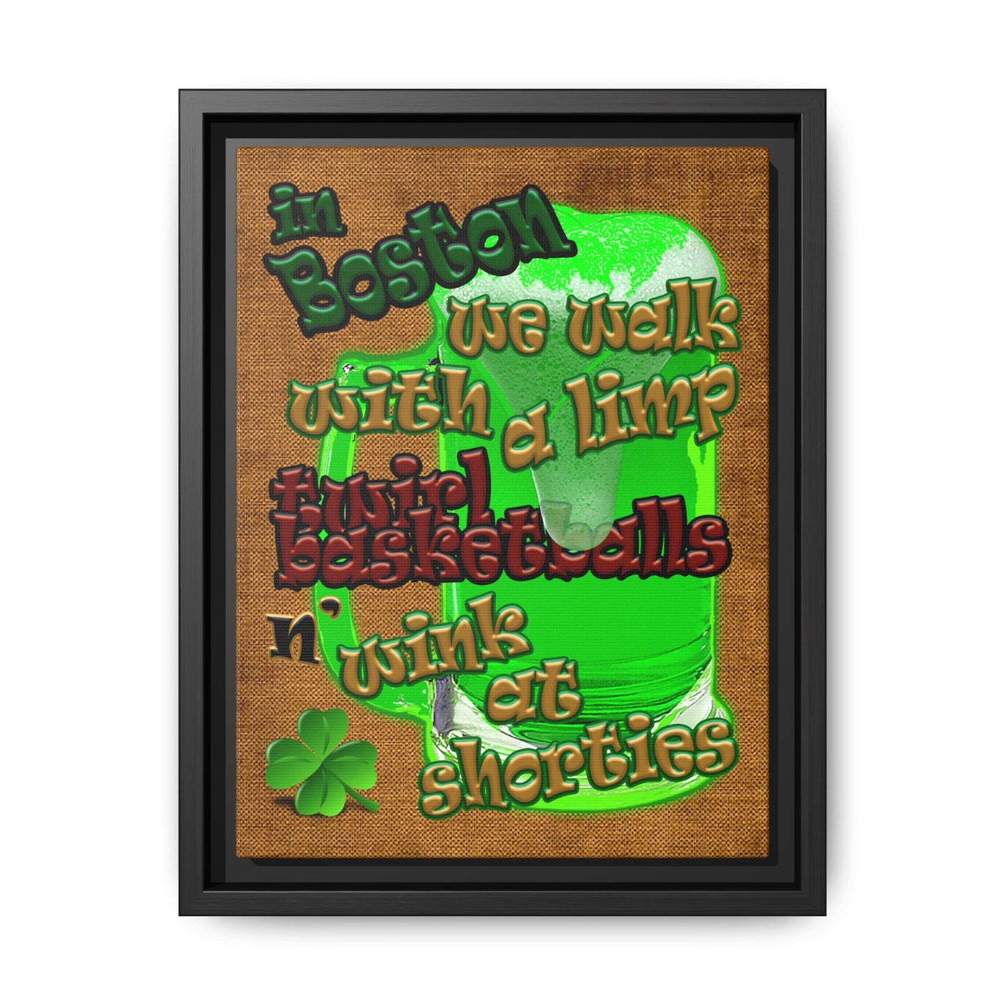 celtics logo - framed canvas art (brown papyrus)