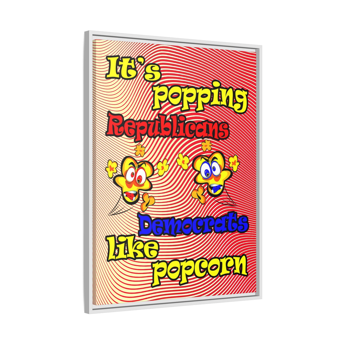 popping like popcorn - framed canvas art (yellow-orange wave)