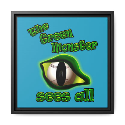 green monster - framed canvas art (turquoise)