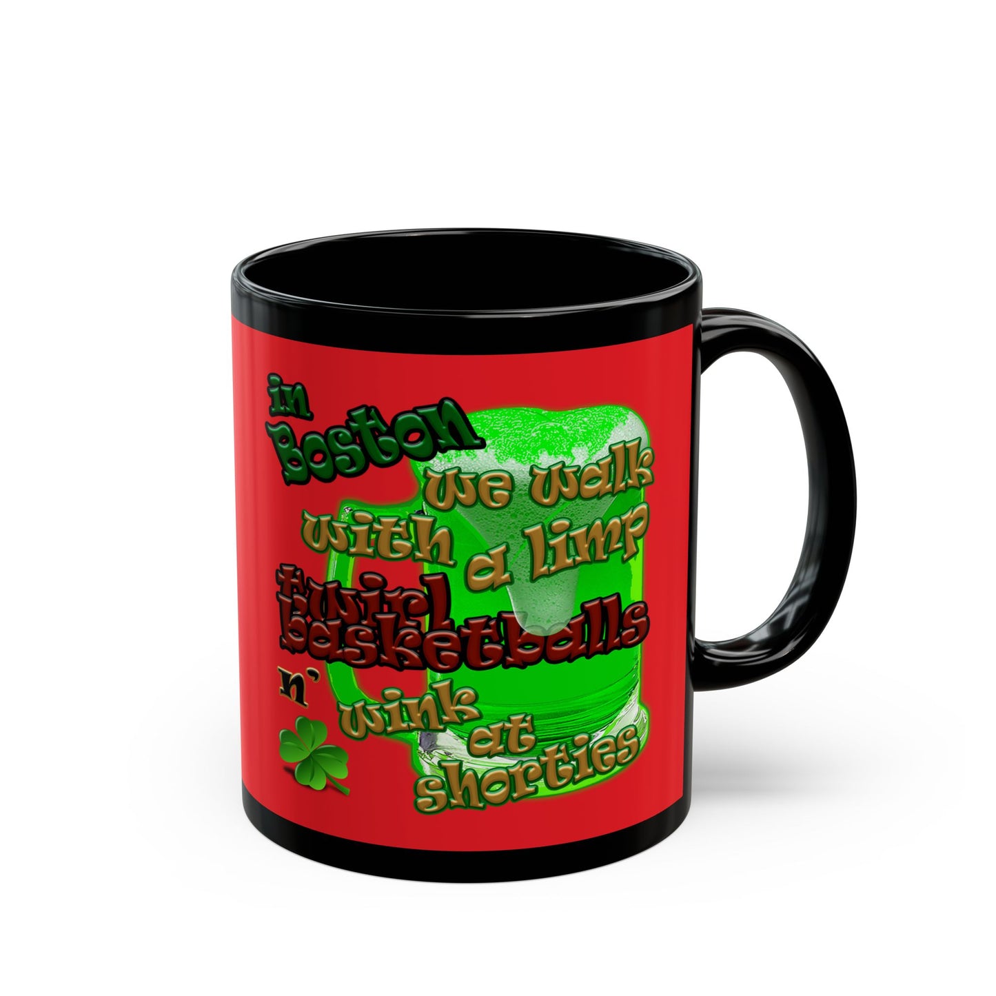 celtics logo - Black Mug (red)