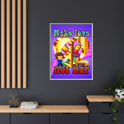 love peace - framed canvas art (purple-pink wave)