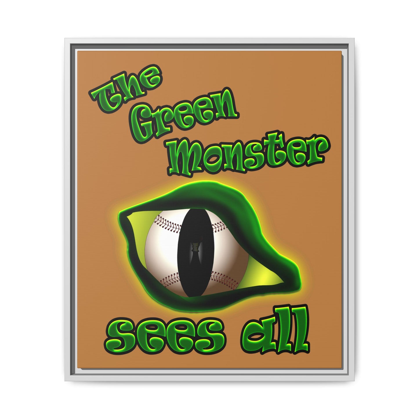 green monster - framed canvas art (light brown)