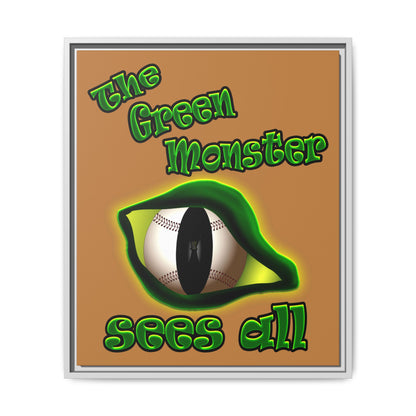 green monster - framed canvas art (light brown)