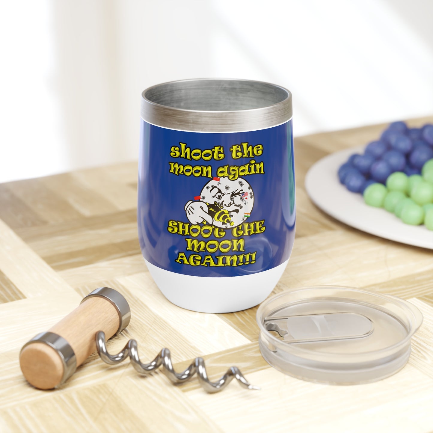 shoot the moon again - Chill Wine Tumbler (dark blue)
