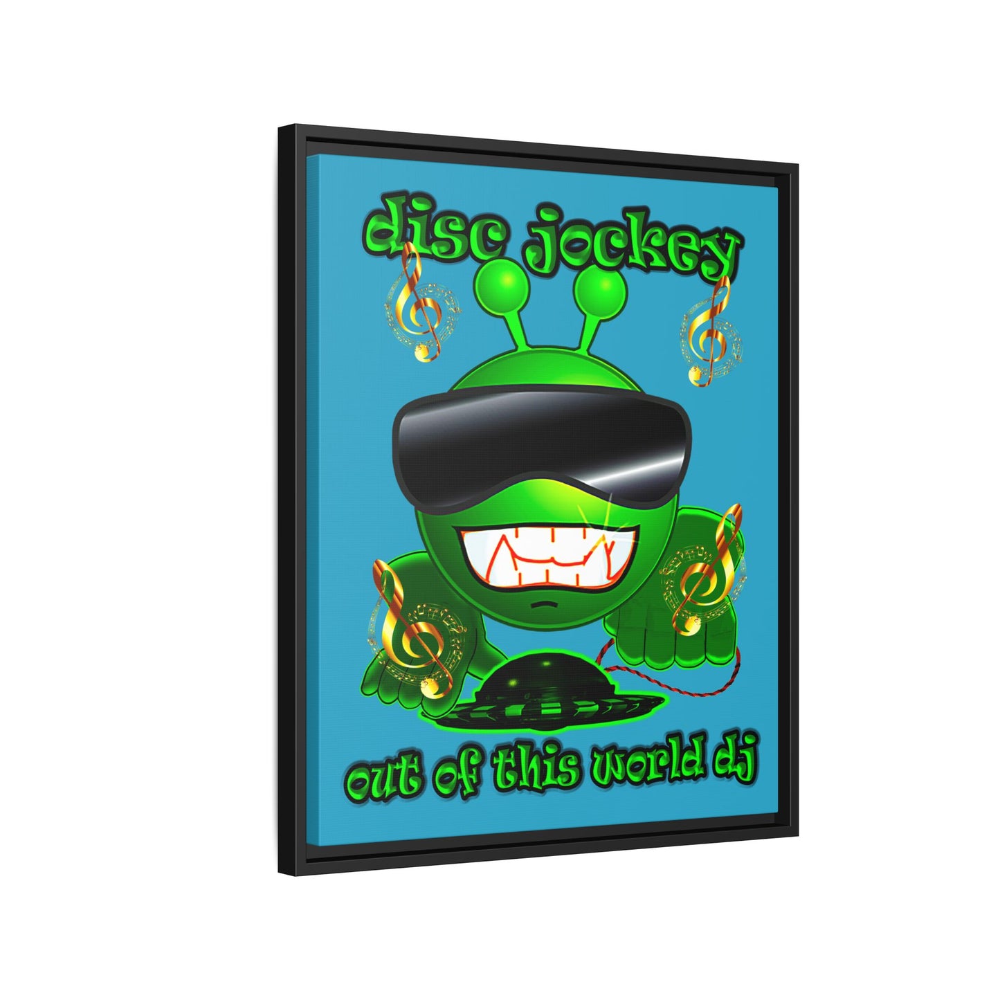 disc jockey - framed canvas art (turquoise)