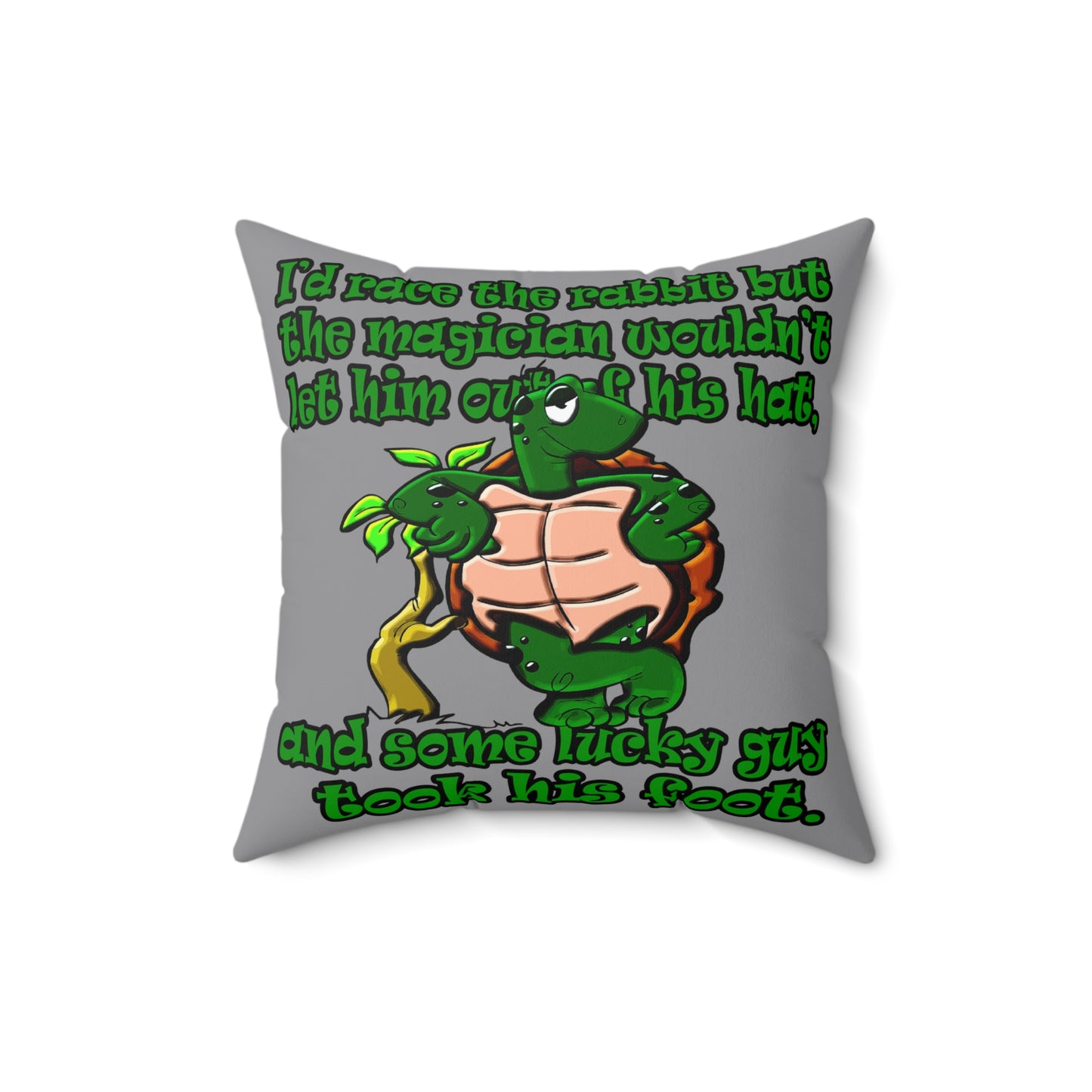 turtle race - Spun Polyester Square Pillow - (grey)