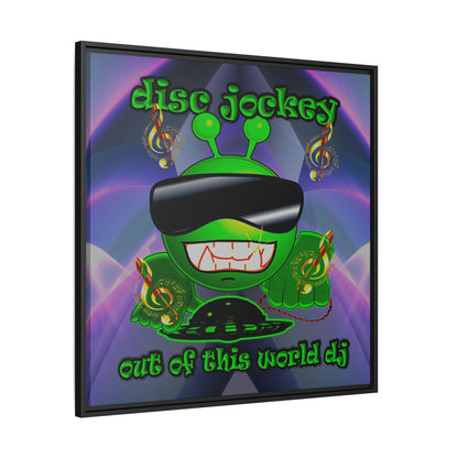 disc jockey - framed canvas art (grey-pink wave)