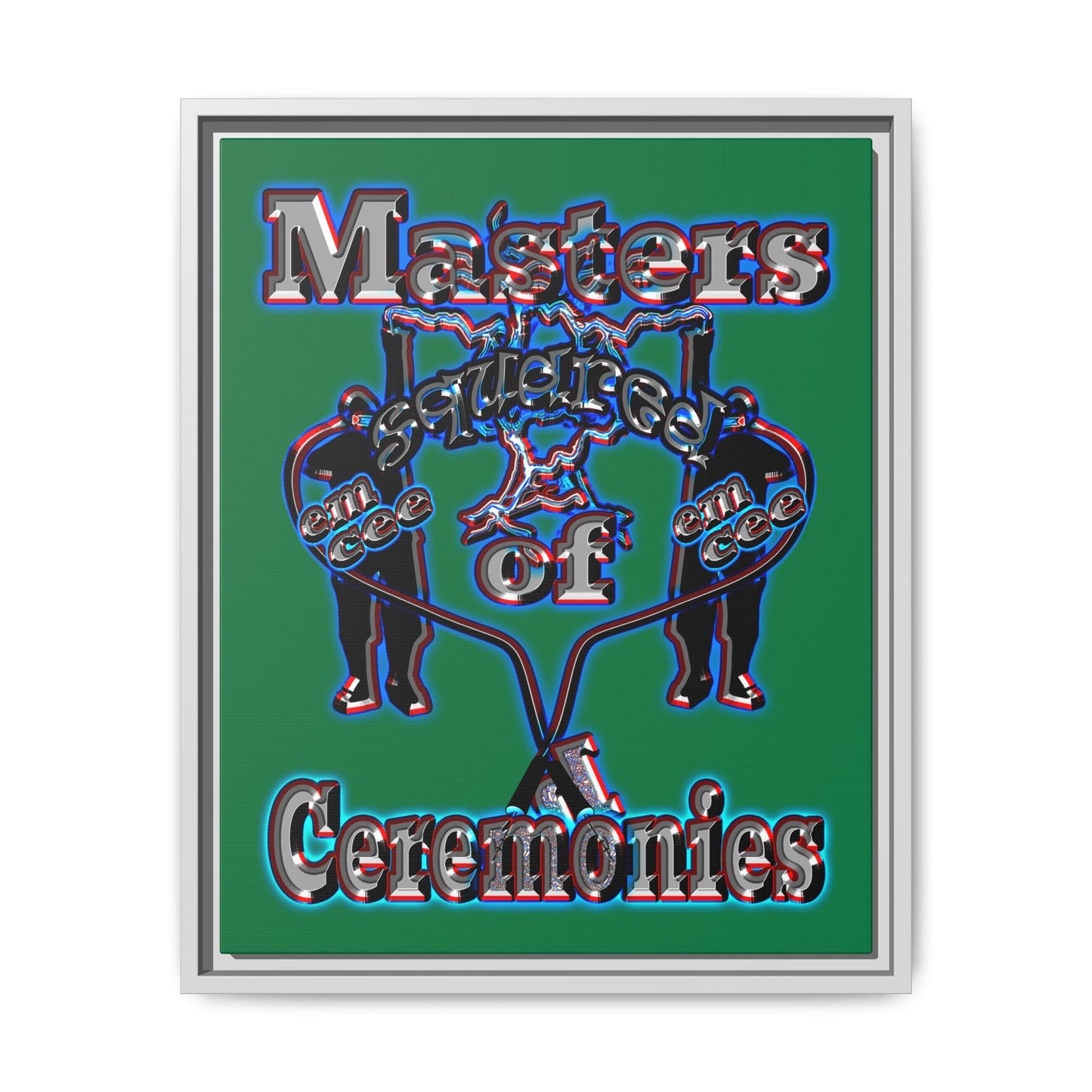 em cee squared - framed canvas art (dark green)