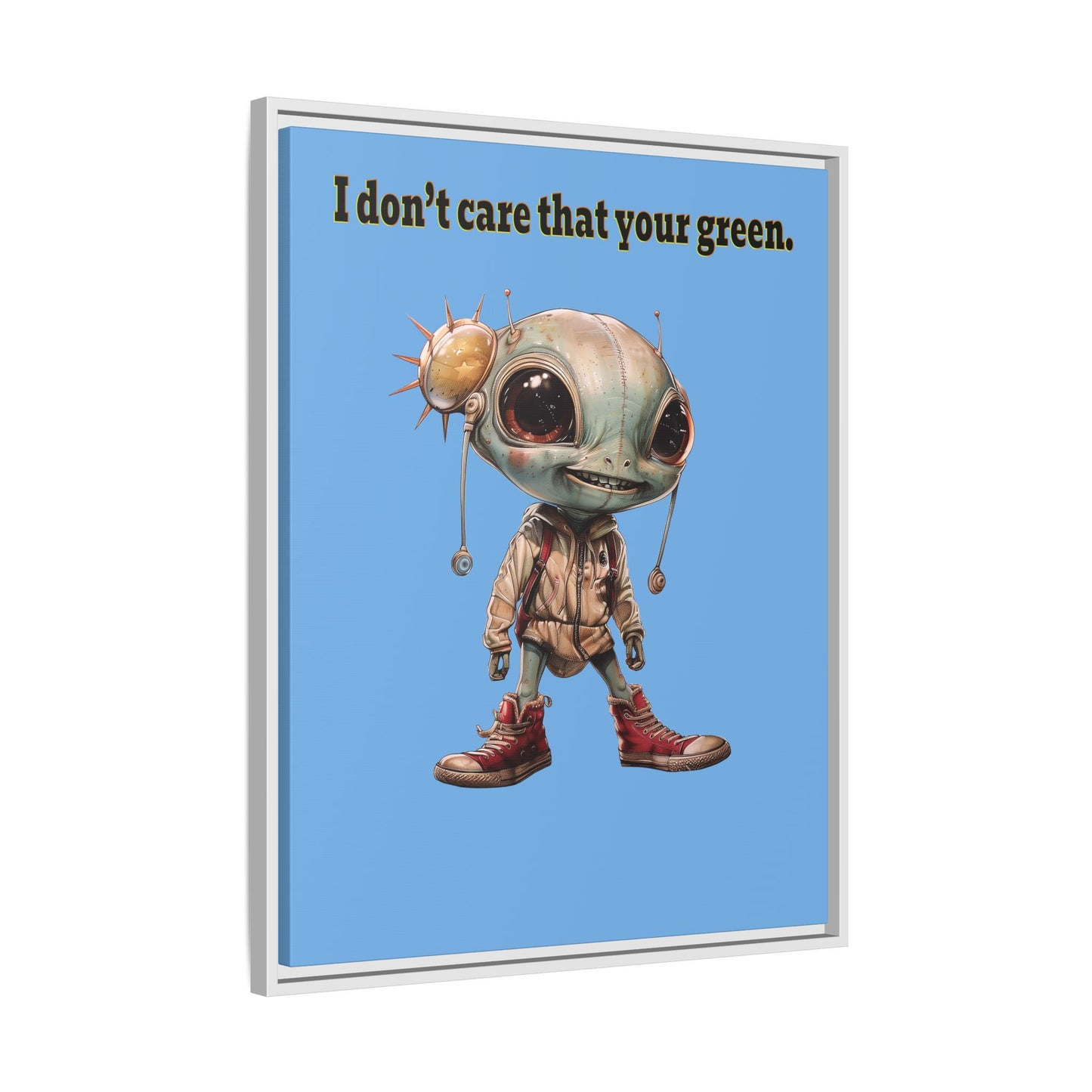 I don't care that your green - framed canvas art (light blue)