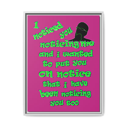 noticed you noticing - framed canvas art (pink)