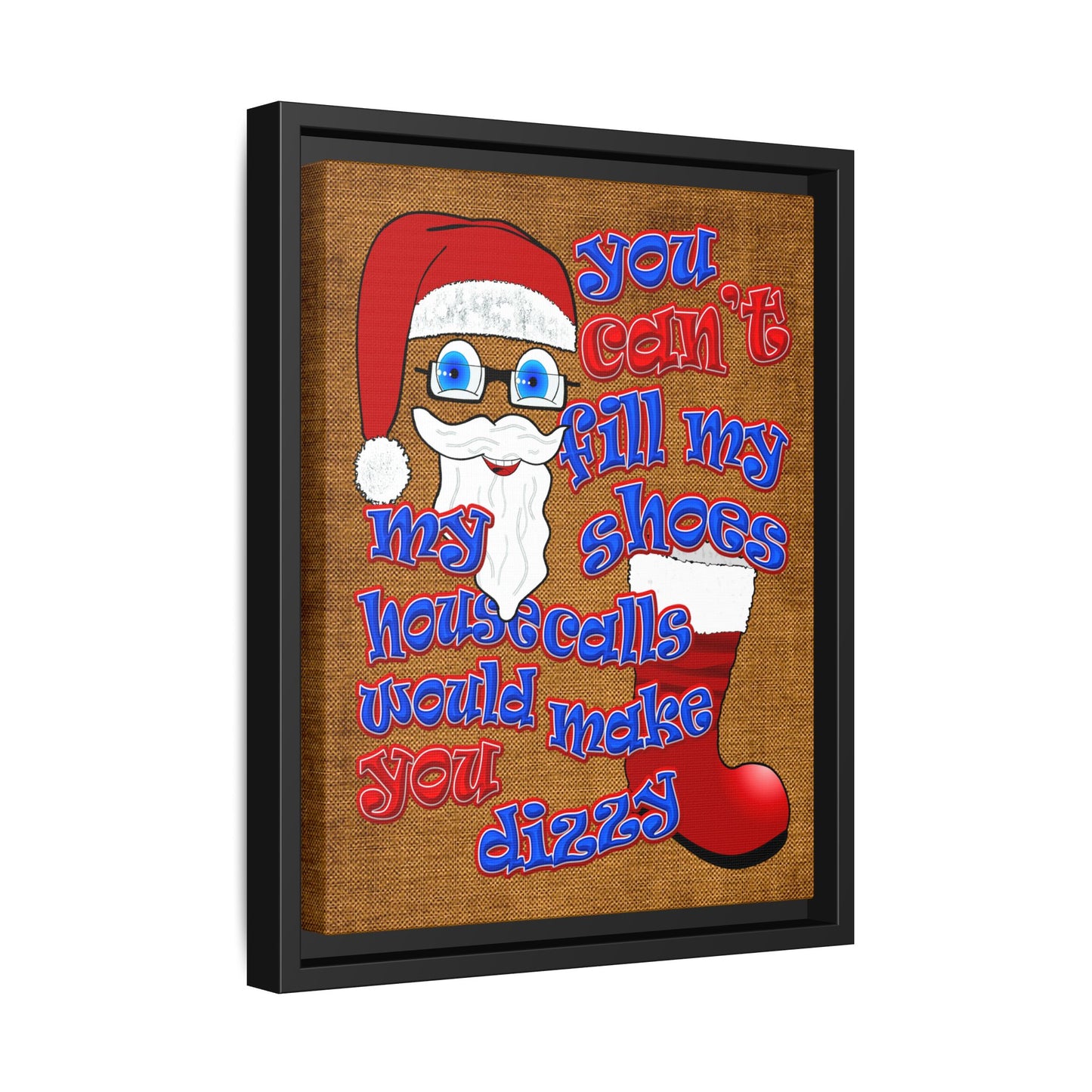 santa's shoes - framed canvas art (brown papyrus)