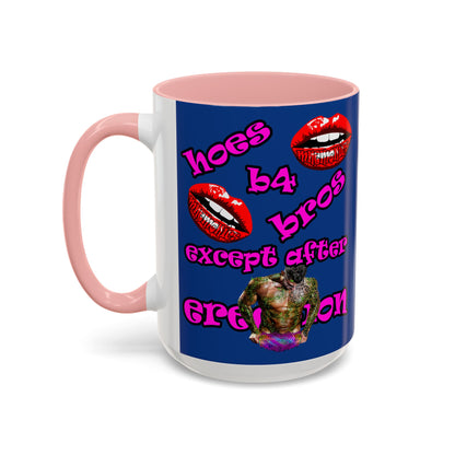 hoes b4 bros - Accent Mug (dark blue)