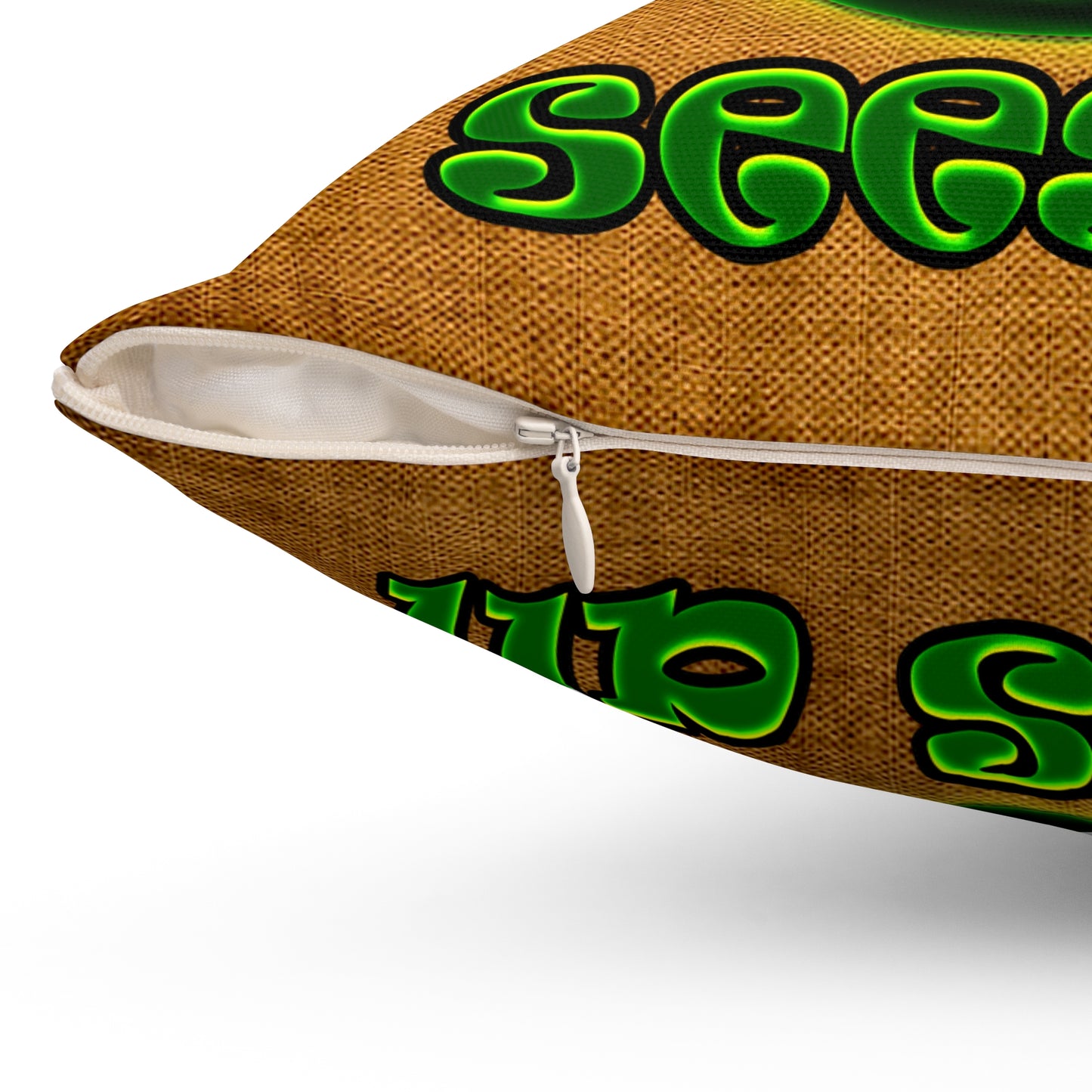 green monster - Spun Polyester Square Pillow - (dichromatic brown papyrus)