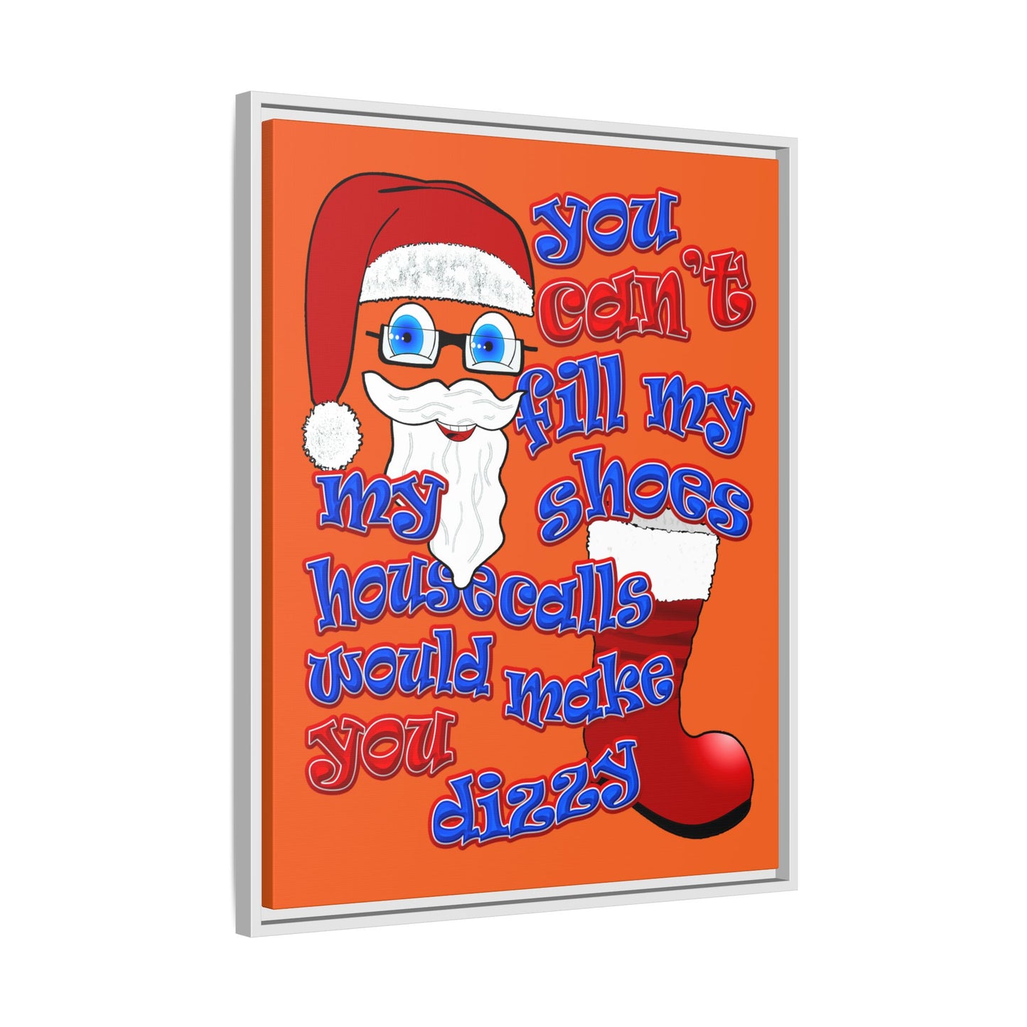 santa's shoes - framed canvas art (orange)