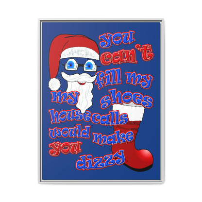 santa's shoes - framed canvas art (dark blue)