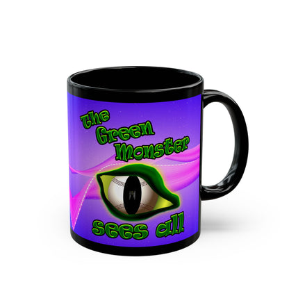 green monster - Black Mug (purple-pink wave)