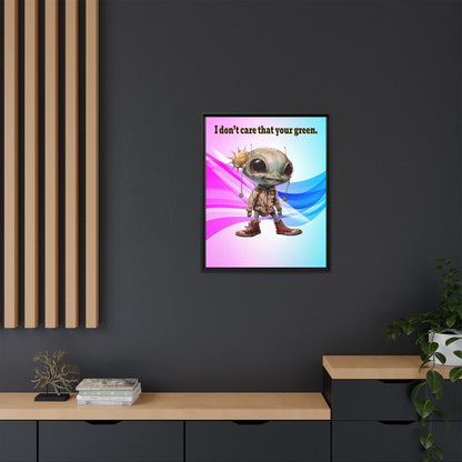 I don't care that your green - framed canvas art (light blue-pink wave)