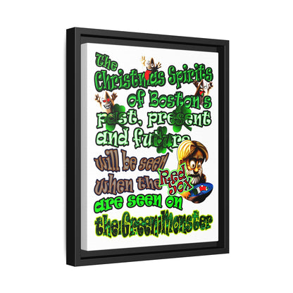 christmas spirits of boston - framed canvas art (white)