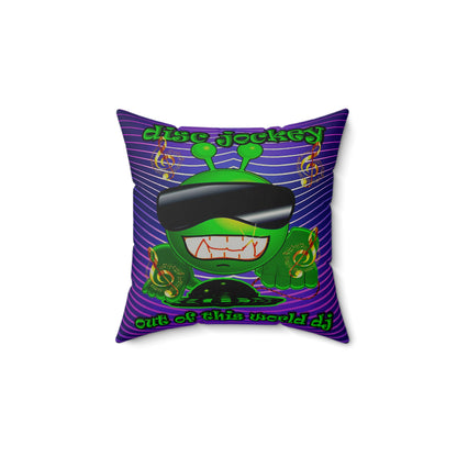 disc jockey - Faux Suede Square Pillow - (purple wave)