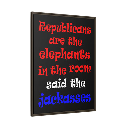 donkeys and elephants - framed canvas art (black)